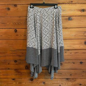 Banana Republic Ivory & Black Lined Handkerchief Hem Skirt Sz 4